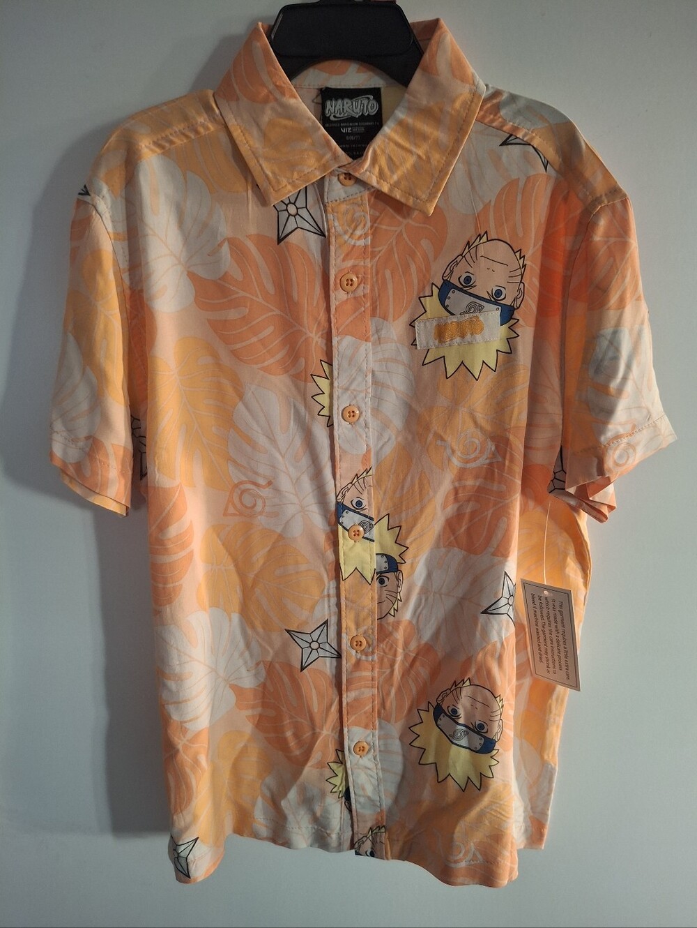 Naruto Orange Short-Sleeve Button-Up Shirt